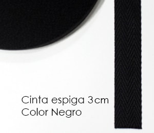 Cinta Espiga Negro 3 cm