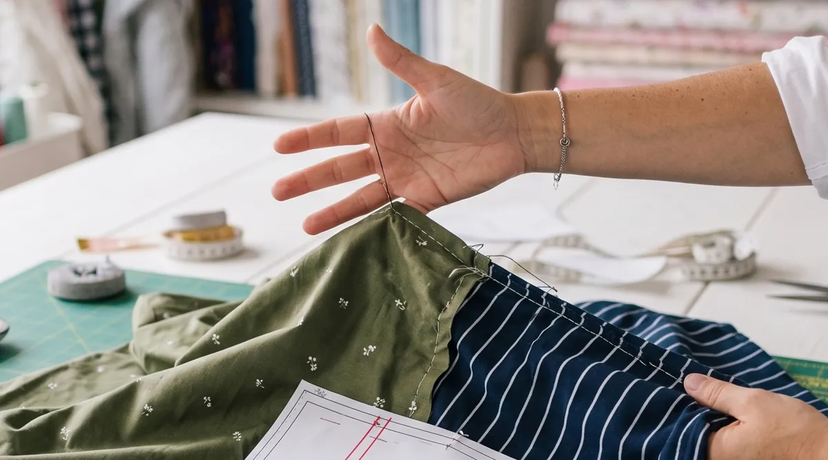 Error de patrón al coser con tela equivocada en la mesa de corte