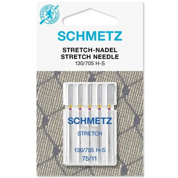 Pack de 5 agujas para tejidos elásticos (seda, licra...) Tamaño 75/11