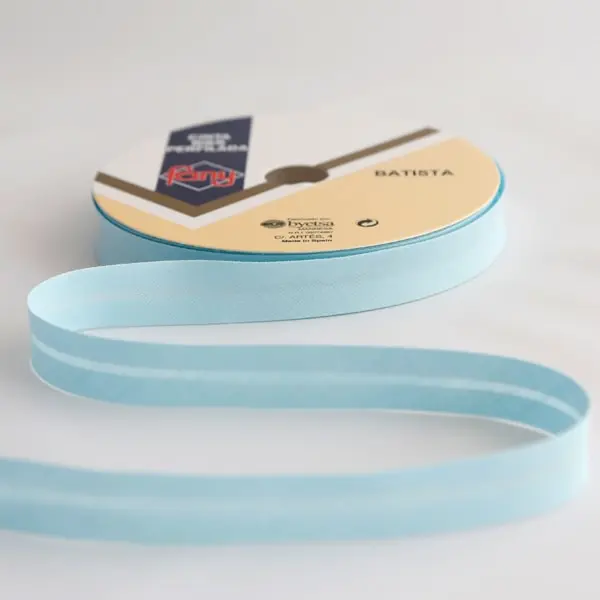 Cinta al bies de 18 mm de ancho de color 16-celeste