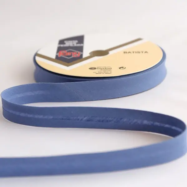 Cinta al bies de 18 mm de ancho de color 17-azul