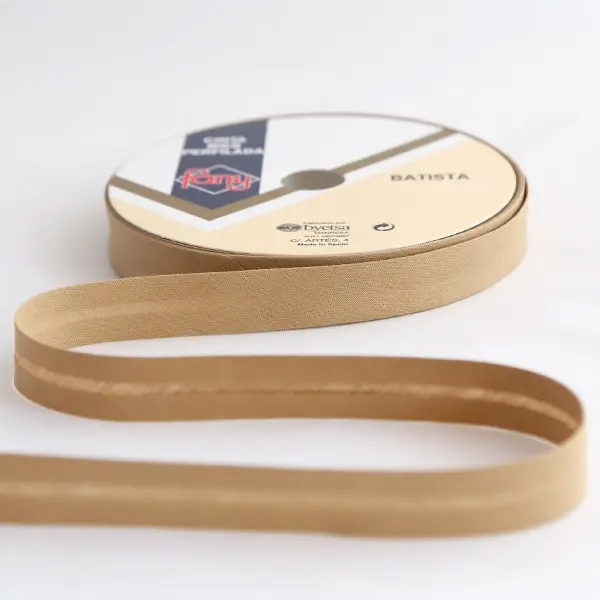 Cinta al bies de 18 mm de ancho de color 04 beige