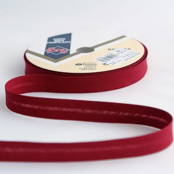 Cinta al bies de 18 mm de ancho de color 48-granate