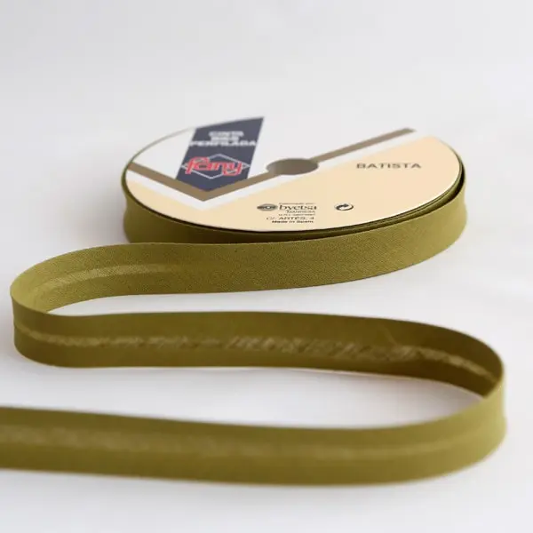 Cinta al bies de 18 mm de ancho de color 59-verde hierba