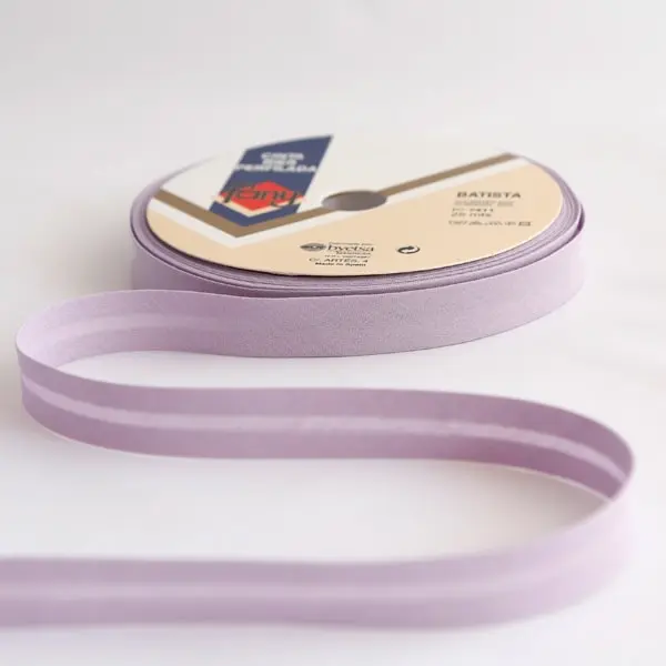 Cinta al bies de 18 mm de ancho de color 68-lila claro