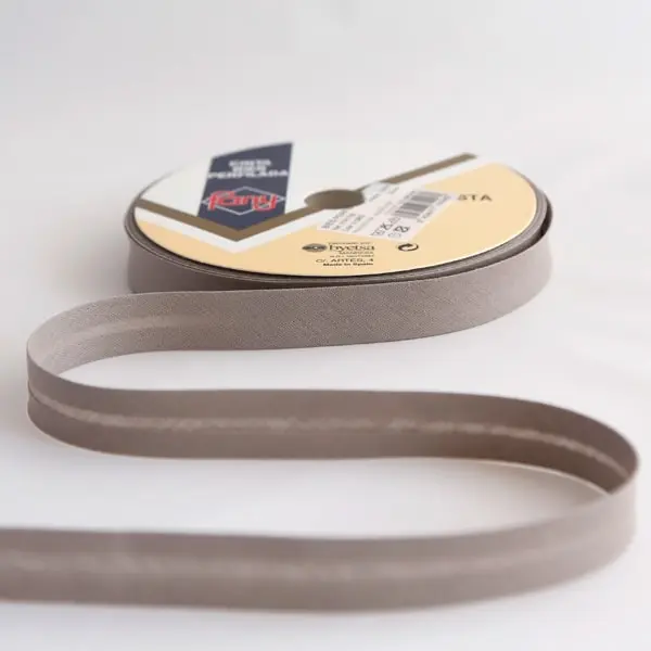 Cinta al bies de 18 mm de ancho de color 8-gris pardo