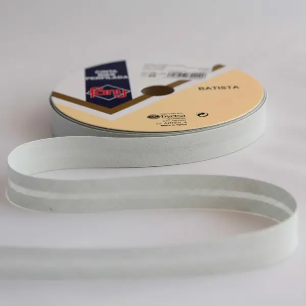Cinta al bies de 18 mm de ancho de color 9-gris perlas