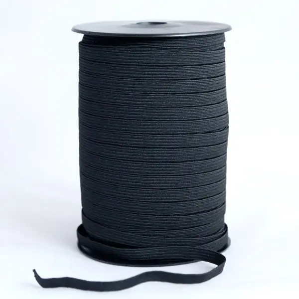 Cinta plana de goma elástica negra nº 8 (6 mm de ancho)