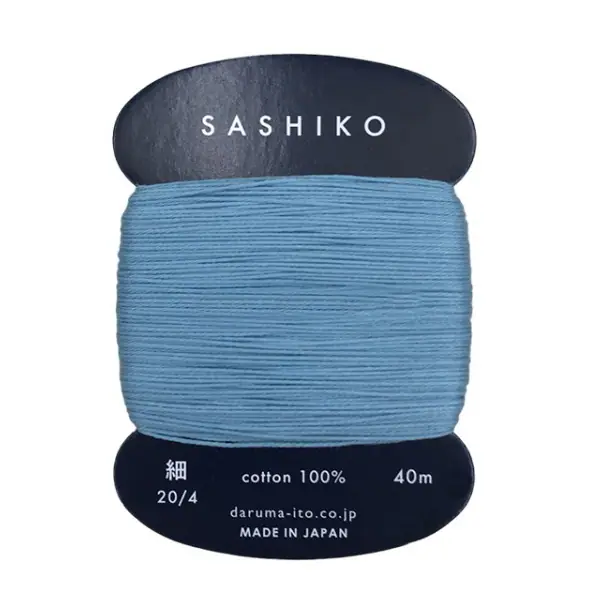 Madeja de hilo sashiko Daruma color azul 224, algodón 100% para bordado japonés
