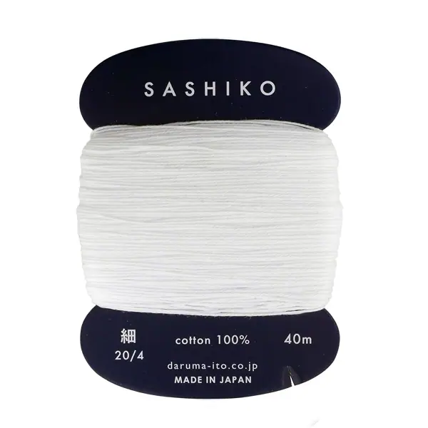 Madeja de hilo sashiko Daruma color blanco 201, algodón 100% para bordado japonés