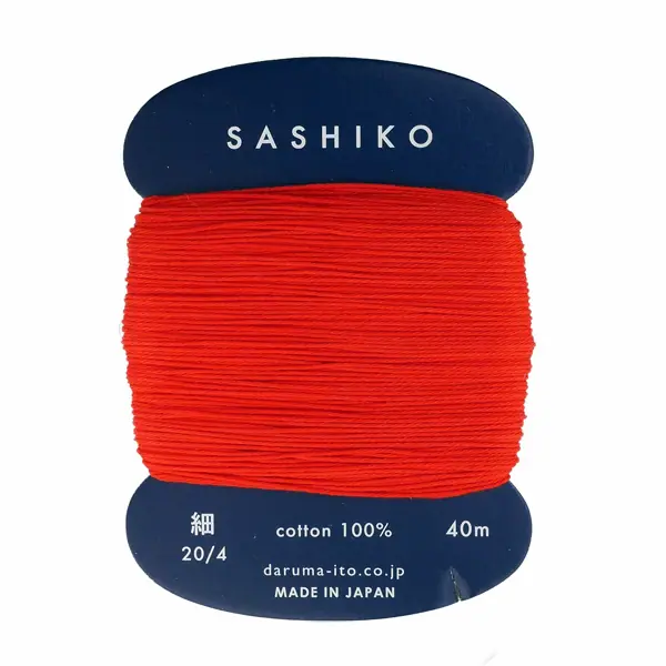 Madeja de hilo sashiko Daruma color rojo 213, algodón 100% para bordado japonés