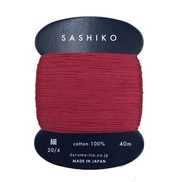Madeja de hilo sashiko Daruma color rojo frambuesa 221, algodón 100% para bordado japonés