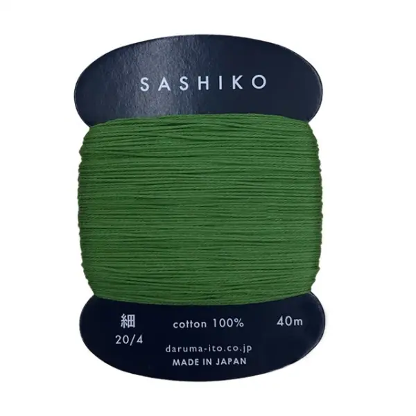 Madeja de hilo sashiko Daruma color verde hoja 227, algodón 100% para bordado japonés