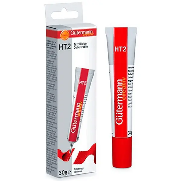 Pegamento para tela Gütermann HT2.  Todo tipo de tejidos. Incoloro/30 gr.