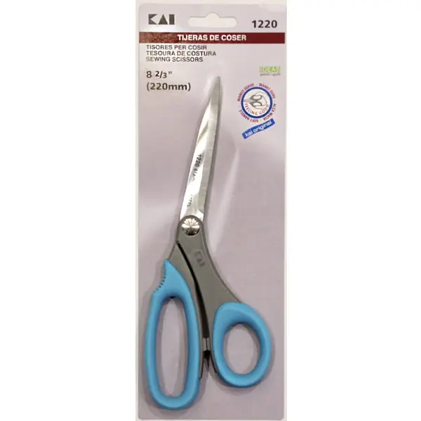 Tijera de costura Kai de 8,2/3 pulgadas 220mm mango celeste - Vista general