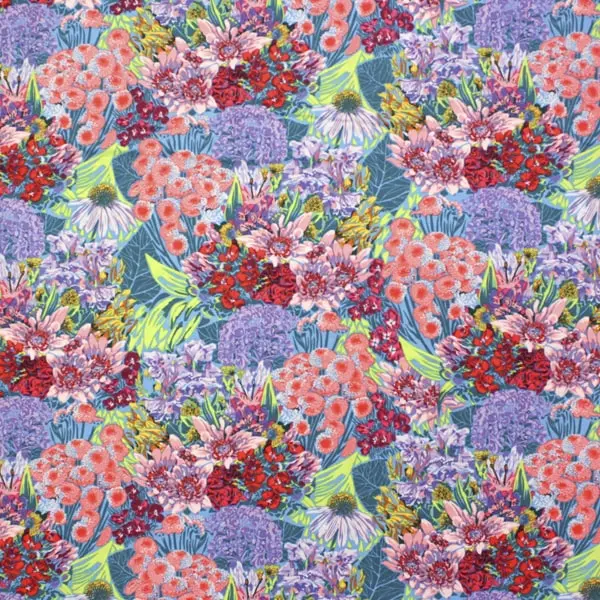 Tela de Anna Maria estampada de flores en color azul -colección Made my Day