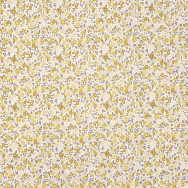 Tela estampada con flores pequeñas en color amarillo