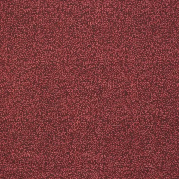 Tela de Jan Shore en tonos granates con estampados de ramas y hojas