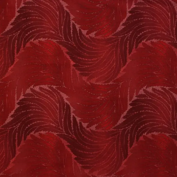 Hojas en rojo dibujando cenefas, by Yoko Oodachi de Handworks Fabric