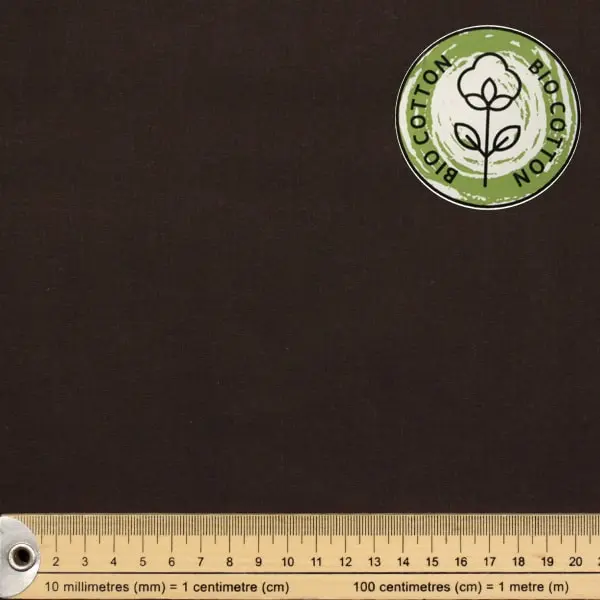 Tela lisa de algodón color marrón chocolate