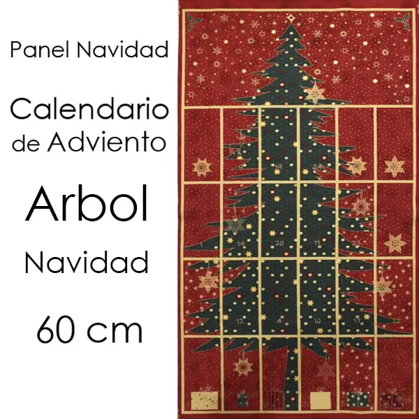 Panel calendario de adviento con arbol de Navidad. Medida 60 x 110 cm