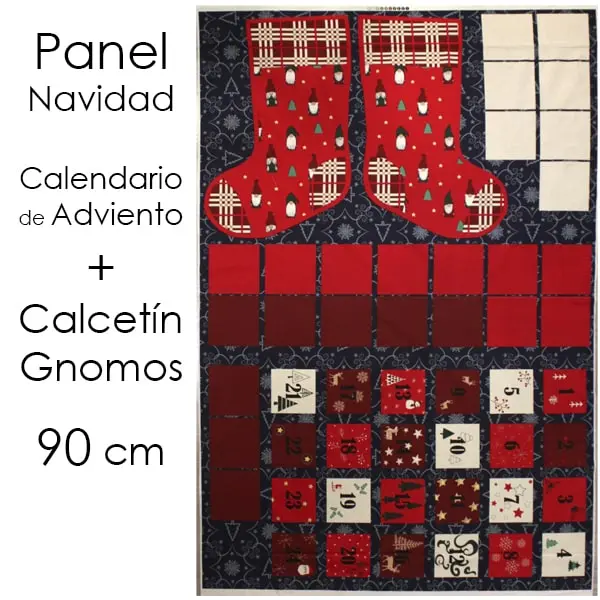 Panel calendario de adviento + Calcetín de Gnomos. Medida 90 x 140 cm