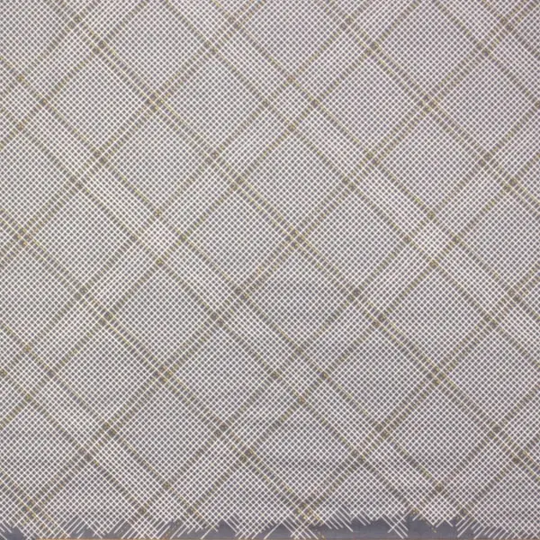 Tela de la colección CF Metallic fondo gris claro con cuadros blancos y dorados