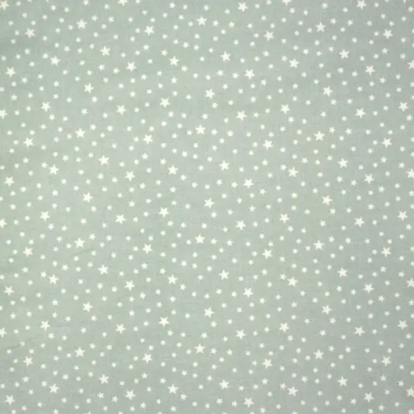 Tela en color verde menta estampada con estrellas en color blanco
