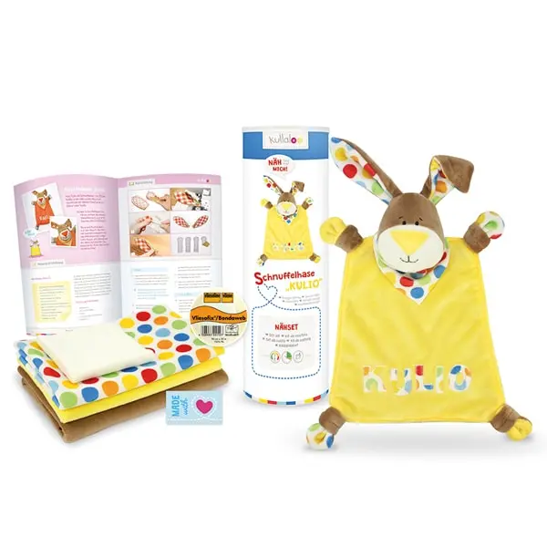Kit para confeccionar el conejo Kulio en amarillo. Medida 40 cm aprox.