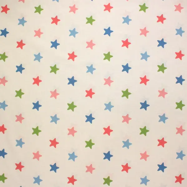 Loneta doble ancho (280 cm) con estrellas de colores sobre blanco