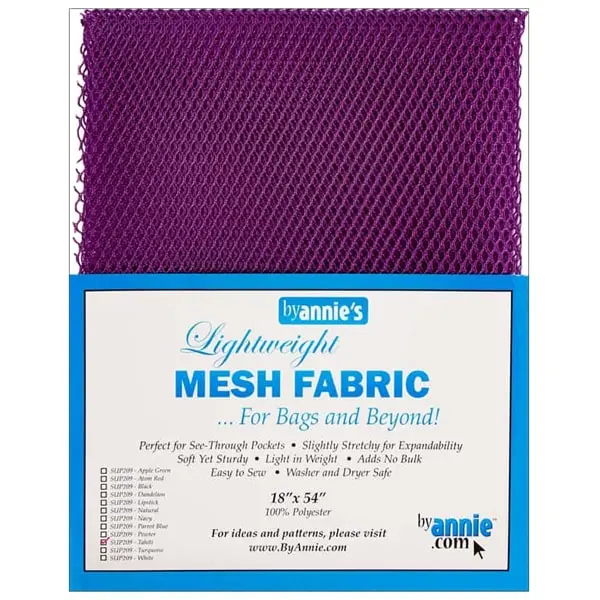 Tela de malla o rejilla de Annie Lightweight. Color morado. Medida 45 x 137 cm