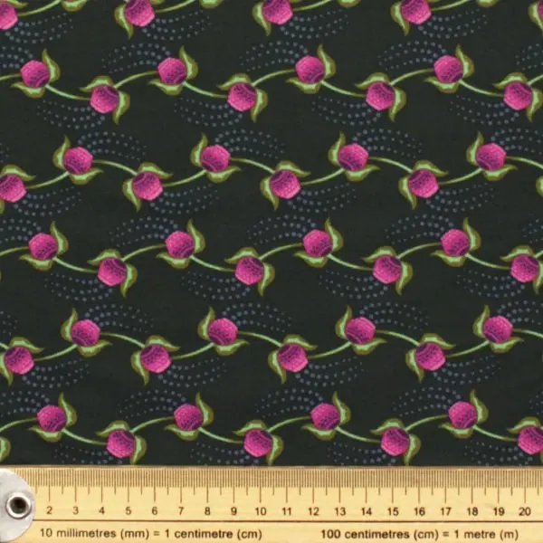 Cheer Forest, Tela de Anna Maria con cerezas en fondo verde botella -colección Made my Day — vista 2