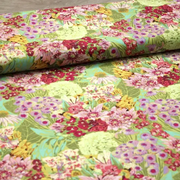 Secret Glance, Tela de Anna Maria estampada de flores en color verde -colección Made my Day — vista 3