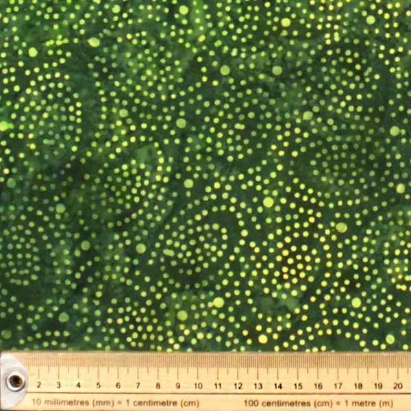 Bali Verde, Batik en tonos verdes estampada con topitos en color amarillo. — vista 2