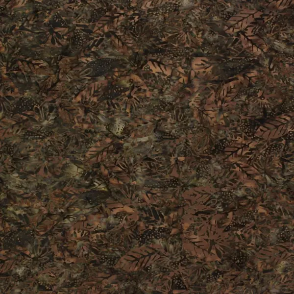 Hojas Marrón, Batik de Marcus Fabrics con estampado de hojas marrones — vista 1