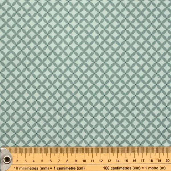 Circle Crescents, Tela estampada geométrica con círculos en tonos azules — vista 2