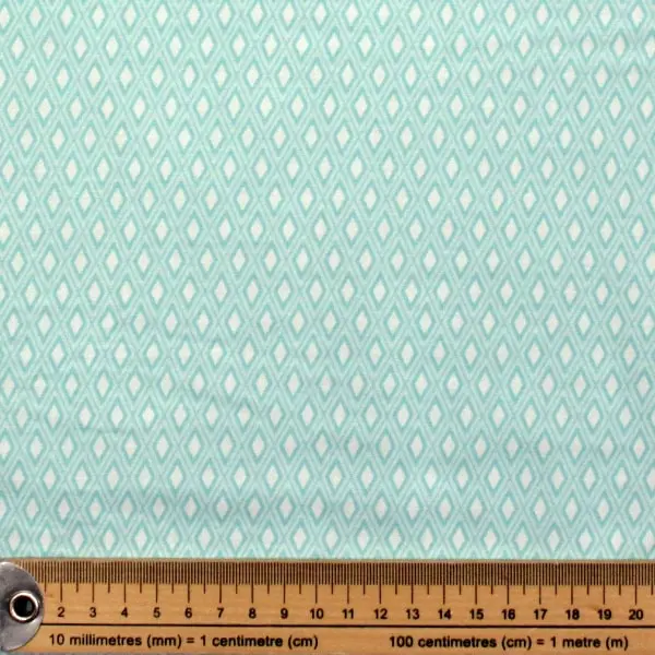 Diamante Turquesa, Tela en tonos turquesa con dibujos de rombos en color blanco — vista 2