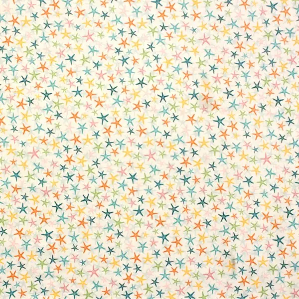 Starfish, Tela de fondo blanco con estrellas de mar en diferentes colores
