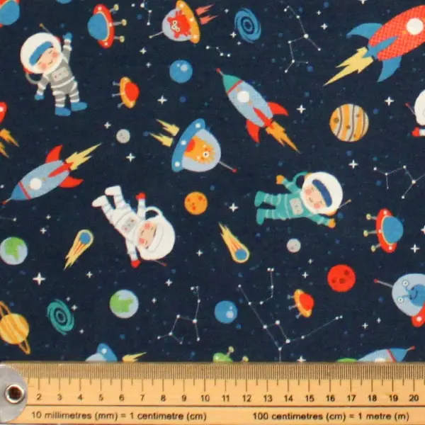 Astronautas, Estampado del espacio, con astronautas, cohetes y planetas — vista 2