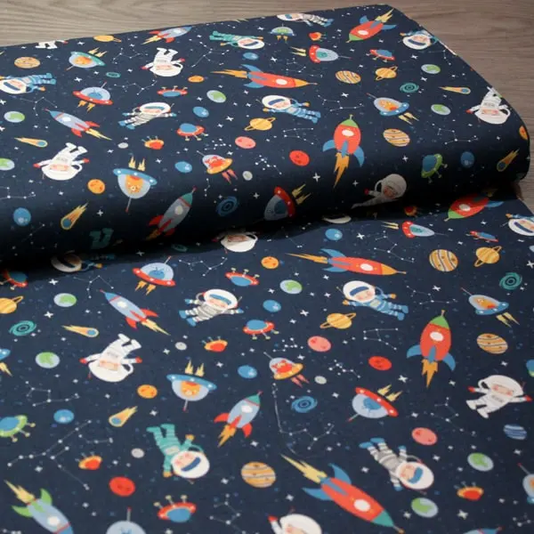 Astronautas, Estampado del espacio, con astronautas, cohetes y planetas — vista 3