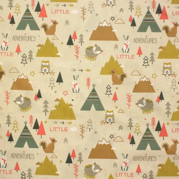 Cabañas Animales, Montañas, cabañas indias y animales, todo en tonos tostados