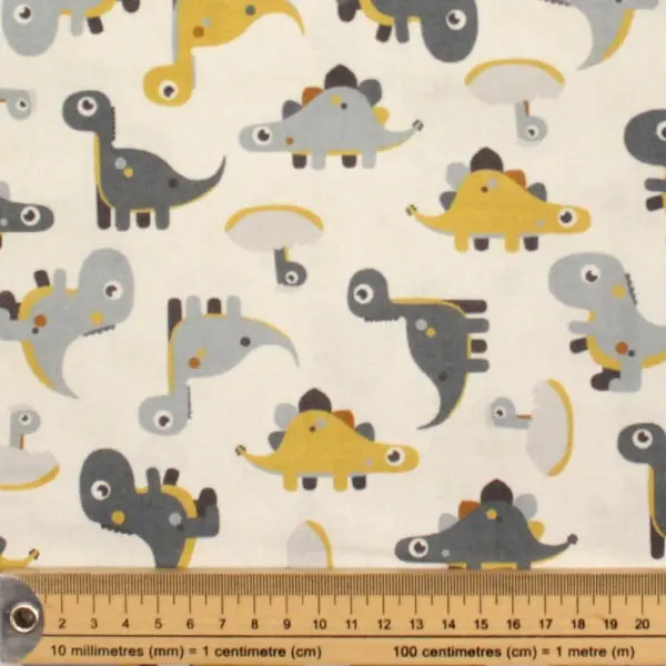 Dinosaurios, Dinosaurios infantiles en tonos grises y mostaza — vista 2