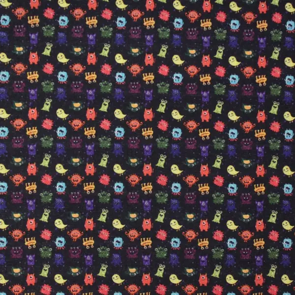 Monstruitos, Pequeños monstruos o alienígenas coloridos sobre fondo negro