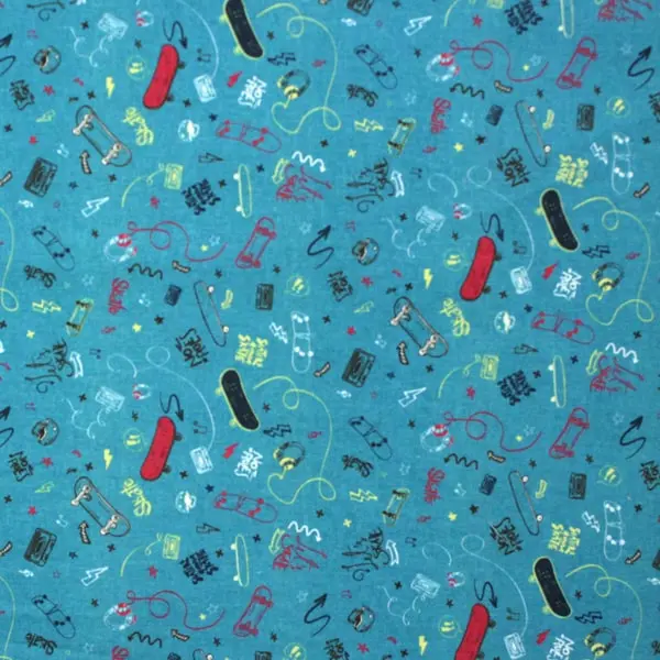 Skates, Dibujos de monopatines (o skates) y graffitis sobre azul