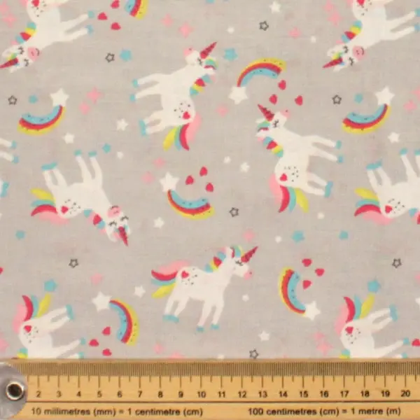 Unicornios Gris, Unicornios y arcoiris sobre fondo color gris — vista 2