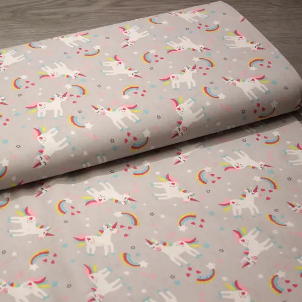 Unicornios Gris, Unicornios y arcoiris sobre fondo color gris — vista 3