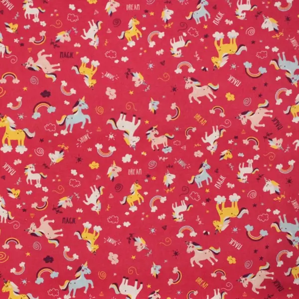 Unicornios, Unicornios y arcoiris sobre fondo color fucsia