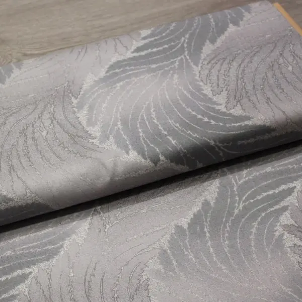 Yoko Gris, Hojas en gris dibujando cenefas, by Yoko Oodachi de Handworks Fabric — vista 3