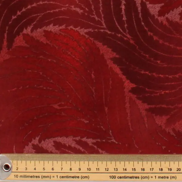 Yoko Rojo, Hojas en rojo dibujando cenefas, by Yoko Oodachi de Handworks Fabric — vista 2
