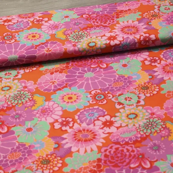 Estampado floral en tela algodón Kaffe Fassett Asian Circles Toma 110cm - Vista del lomo enrollado
